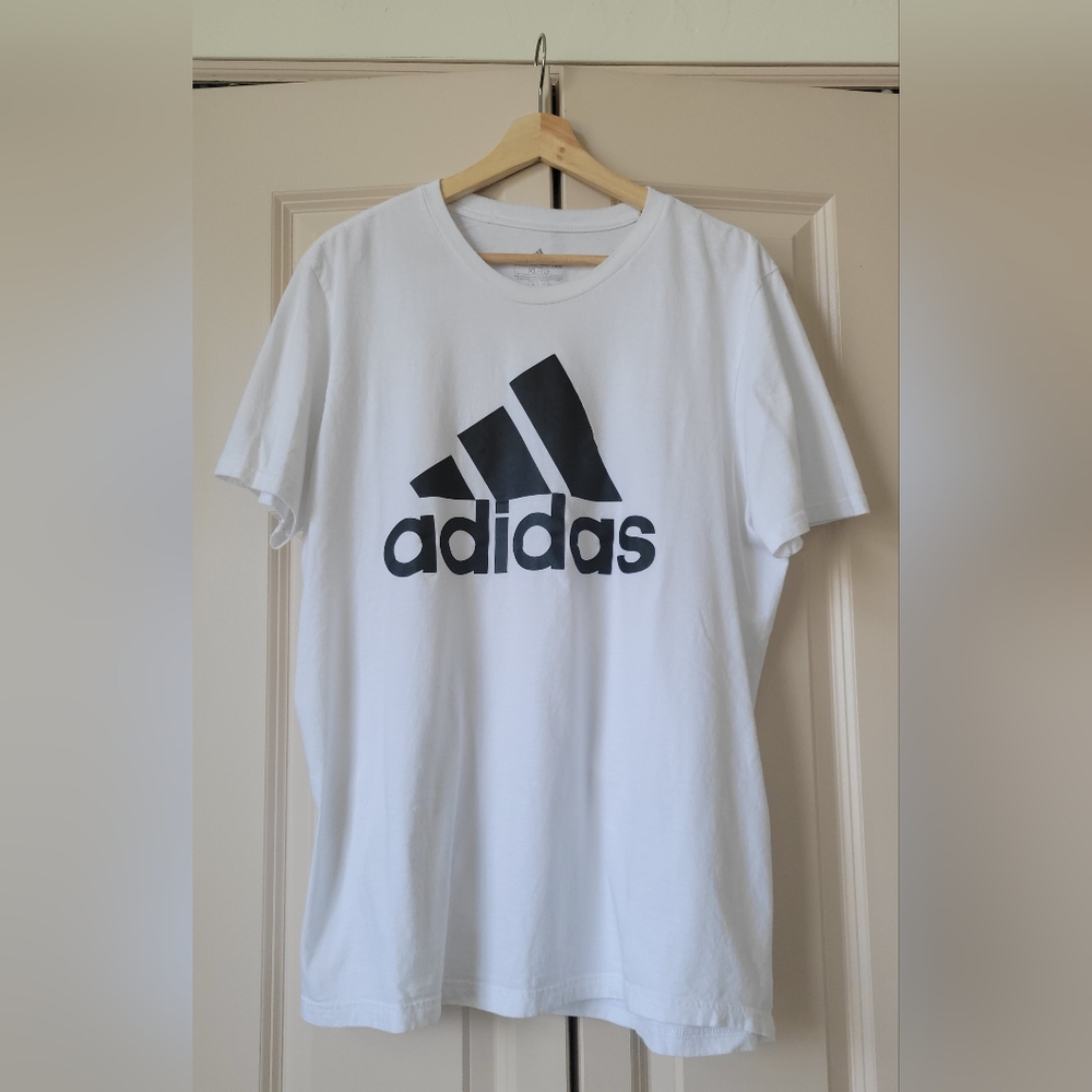 Adidas Men's White Tee with Black Logo